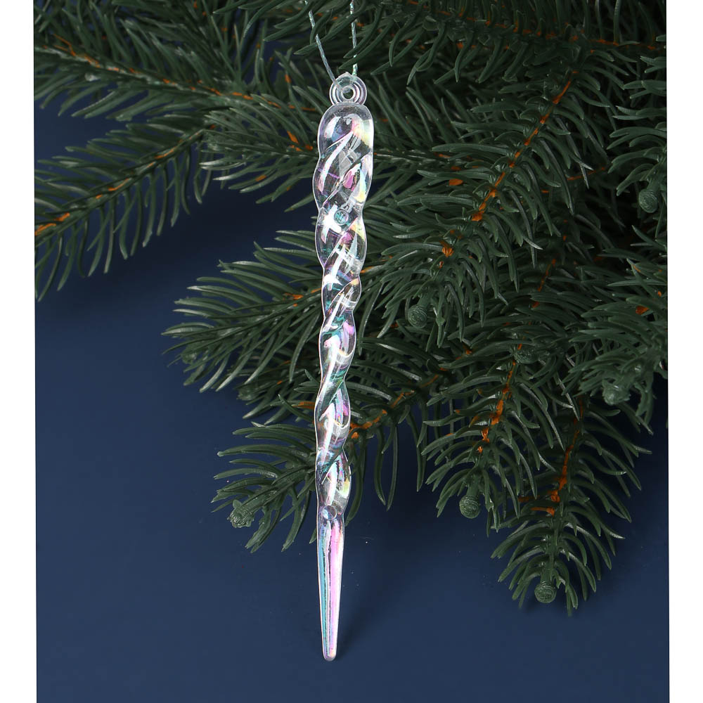 СНОУ БУМ Набор декоративных украшений "Сосульки" 4 шт 12 см, пластик, голография - #5