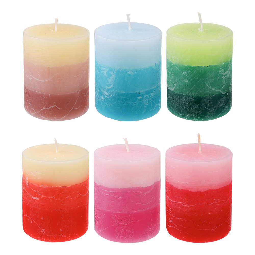 Свеча ароматическая рустик 6 цветов, парафин, высота 7,5 см, диаметр 6 см - #1