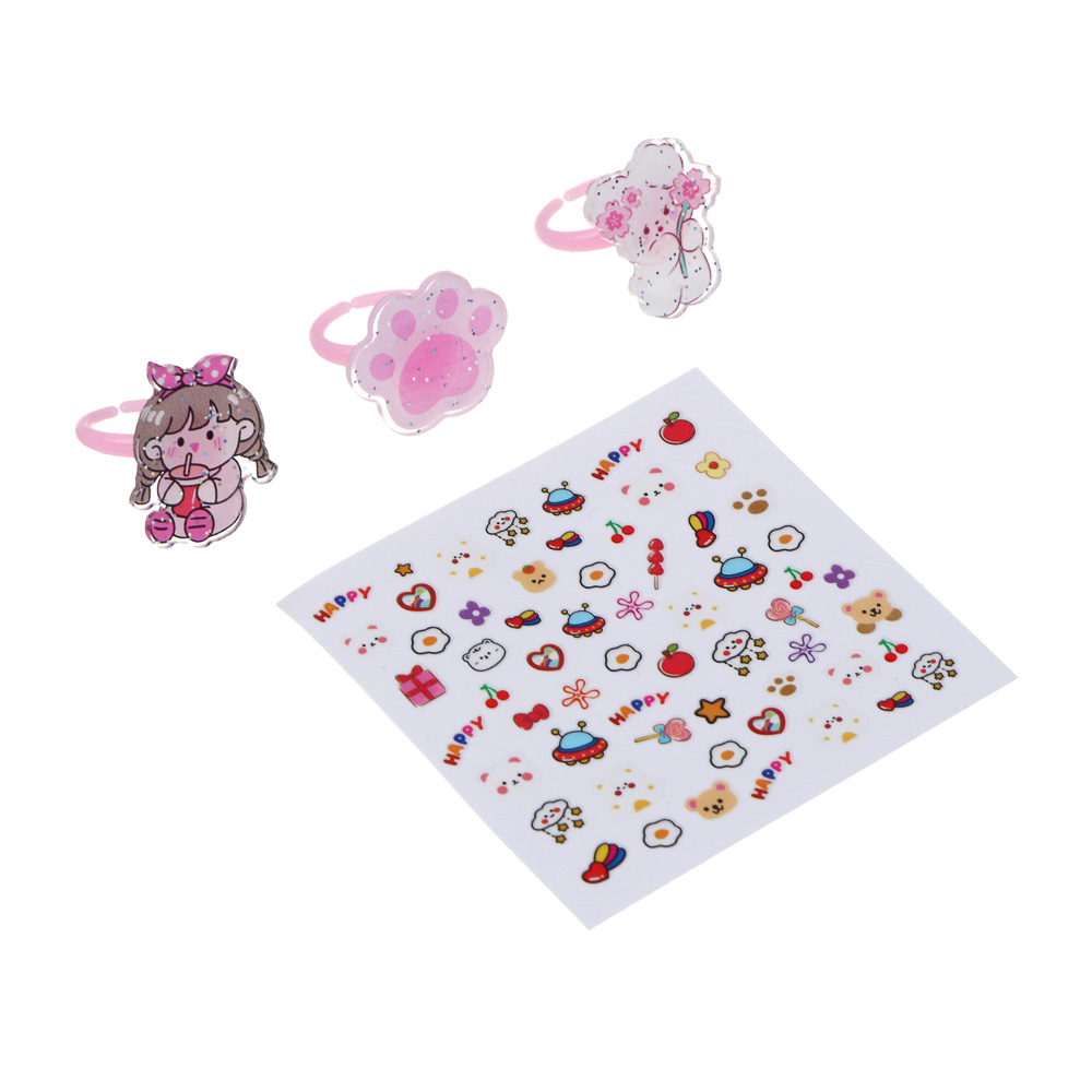 BY Русские супергерои Набор детских наклеек для ногтей и кольца 3 шт, 4 дизайна - #3