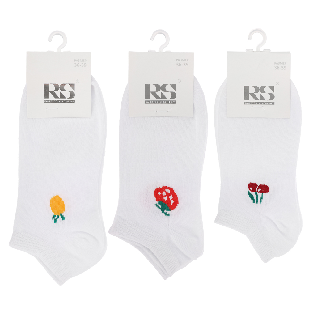 RS Носки женские укороченные, р. 36-39, 78% хлопок, 20% спандекс, 2% латекс, R158, разноцветные - #5