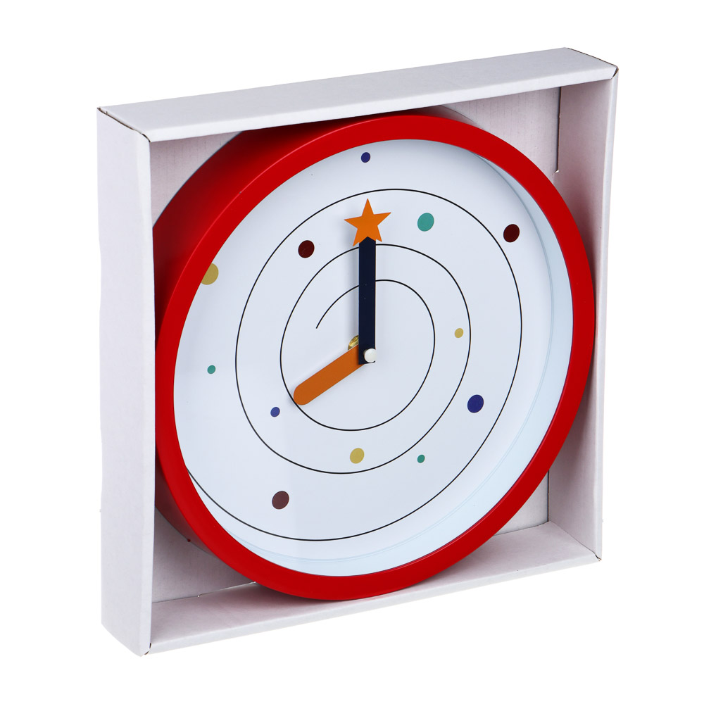LADECOR CHRONO Часы настенные круглые, пластик, 25,4х25,4х4,2 см, 1xАА, красные, арт.2-18 - #4