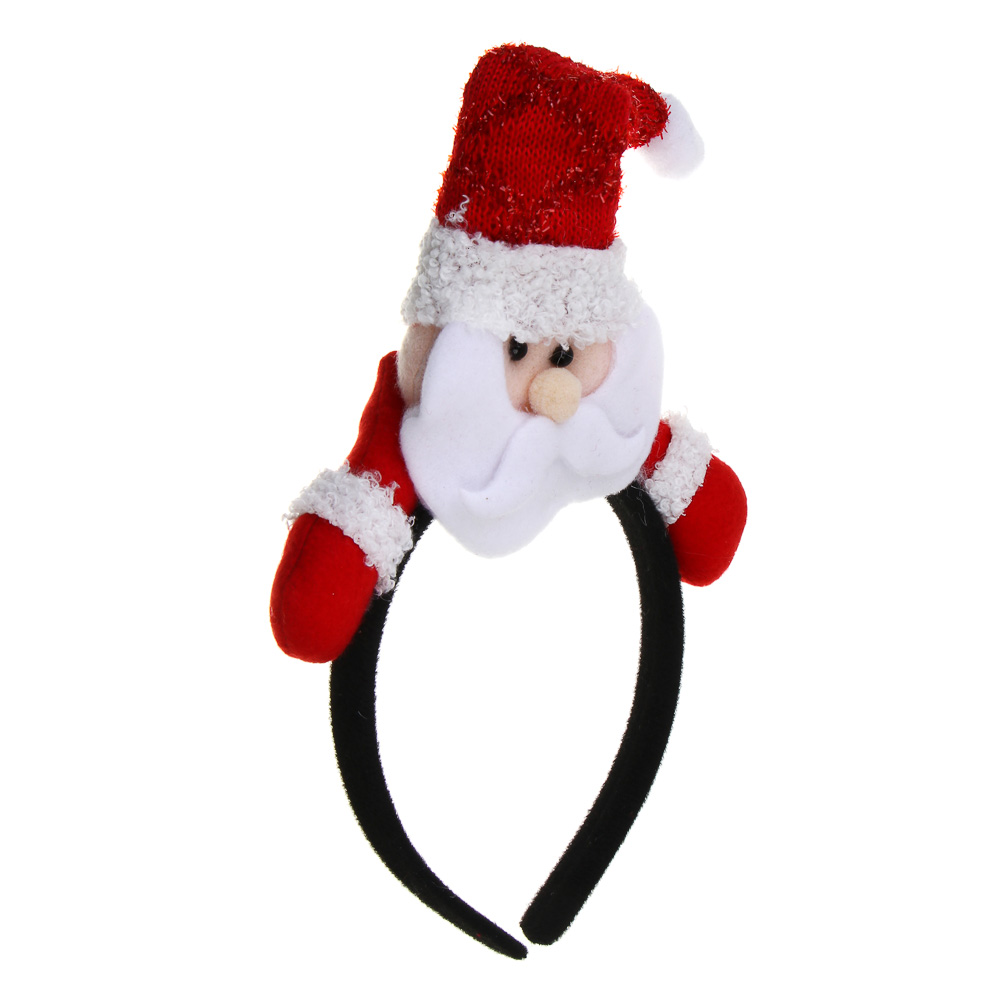 СНОУ БУМ Ободок новогодний, диаметр 12см, полиэстер, пластик, 3 дизайна - #3