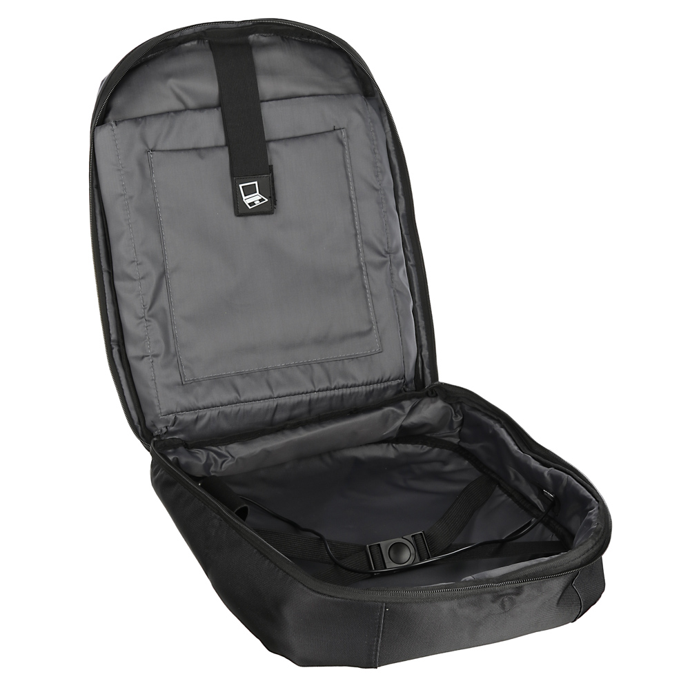 Рюкзак подростковый, 43x29х9см, ПЭ,1 отд,жесткий перед, спинка с эрг.элементами,мет.ручка,USB,черный - #2