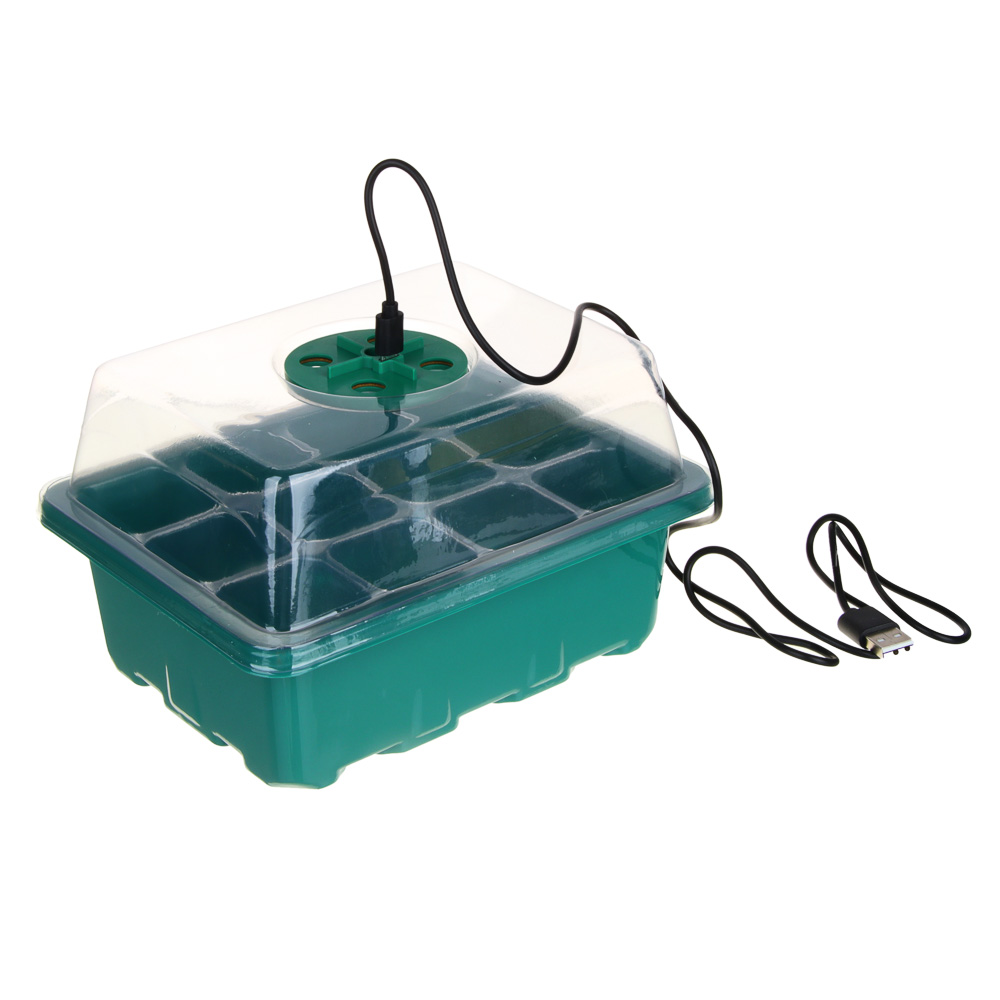INBLOOM Лоток для рассады 18х14х11см с лампой 4LED, бирка-10шт, лопатка-2шт, USB, PET - #4