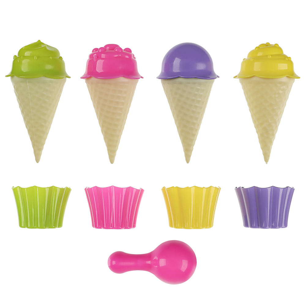 Набор формочек "Мороженое", ИГРОЛЕНД, 13 предметов, пластик, игрушка для детей 3+ - #15