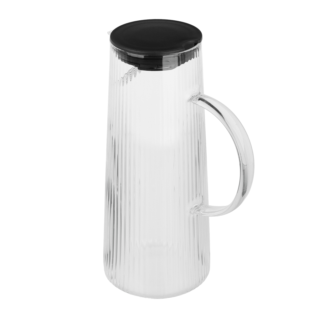 Кувшин с крышкой тм MILLIMI Симпл, 1500мл, стекло, рифленый - #4