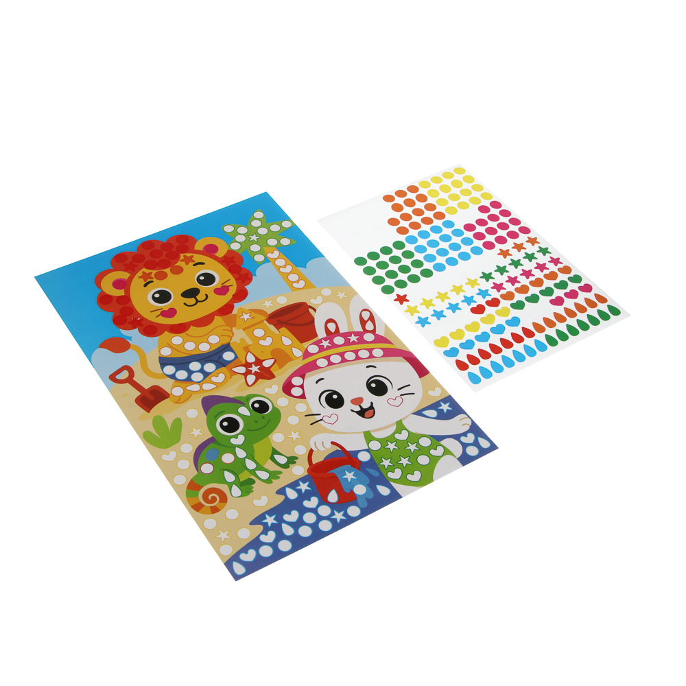 Аппликация из самоклеящихся наклеек "Кружочек", 2 картинки, наклейки, бумага, 20х30см, 6 дизайнов - #3