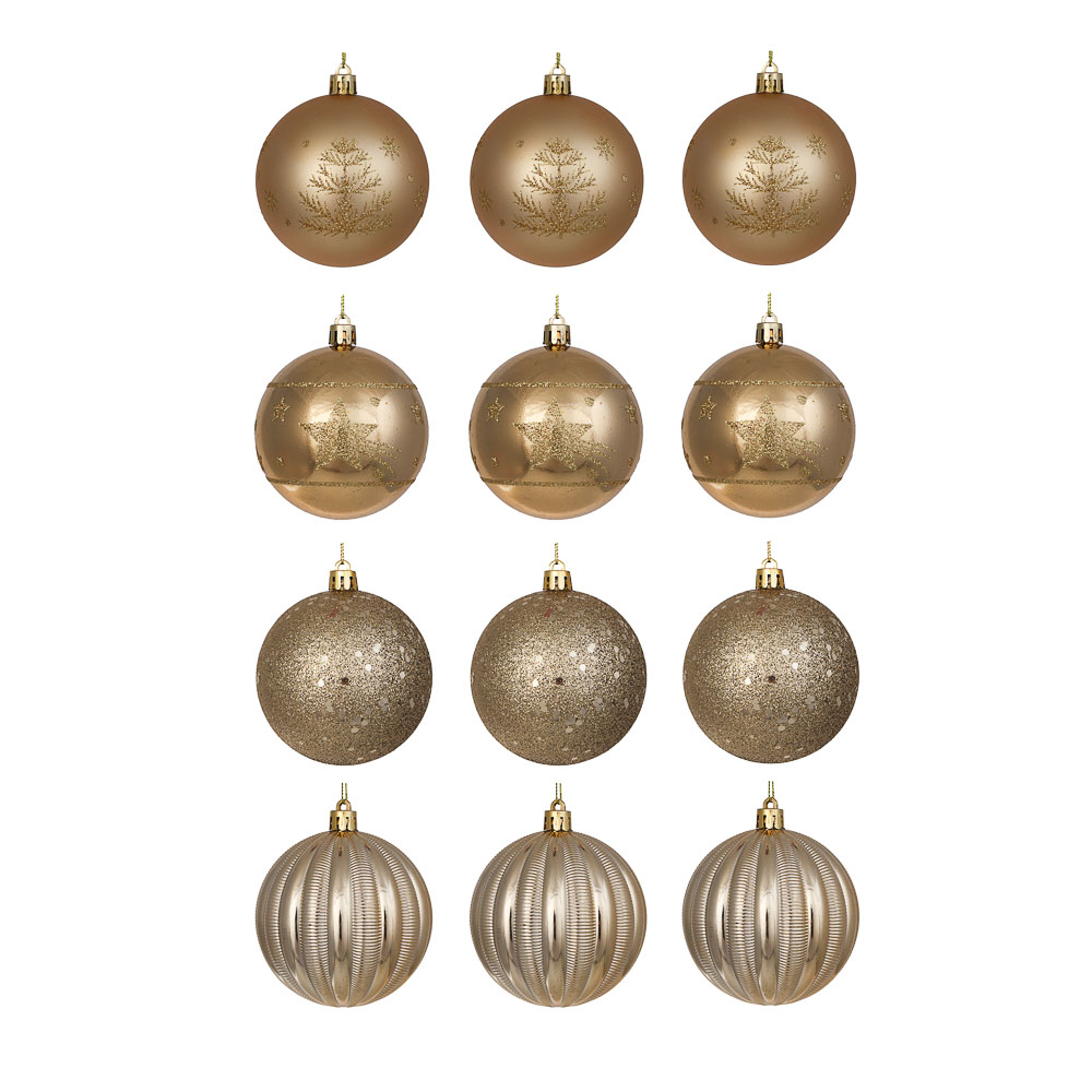 СНОУ БУМ Набор шаров 8см, 12шт, золото, 26-203 - #1