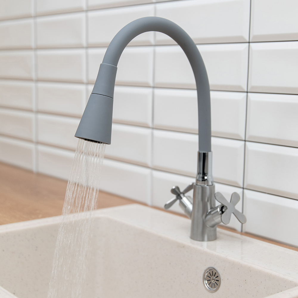 Излив смесителя для кухни, силиконовый, 2 режима, серый - #7