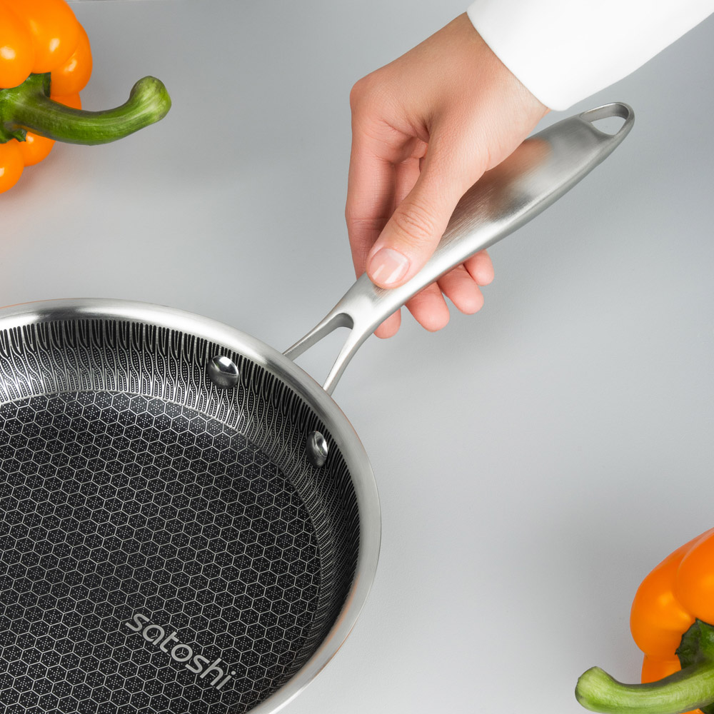 SATOSHI Савона Сковорода Triply 3-х слойная 20х4,0см, нерж.сталь 18/10, антиприг.покр. "соты", инд - #13
