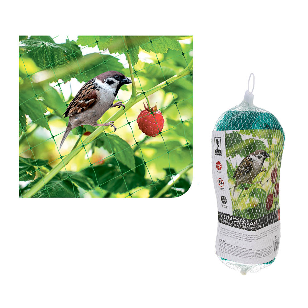 Сетка для защиты урожая от птиц тм INBLOOM, 5х10м, полиэтилен, зеленая - #1