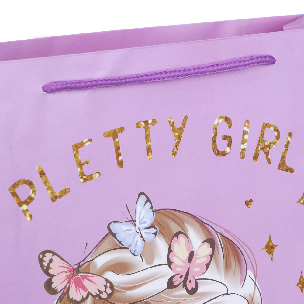 Пакет подарочный бумажный, 26x32x9 см, 128 гр, 4 дизайна, Девушка - #4