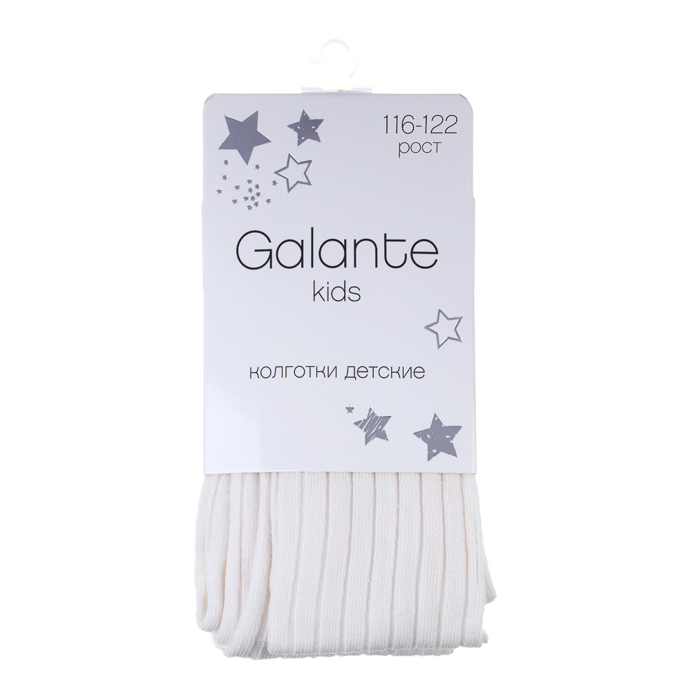 GALANTE Колготки детские в рубчик, р.116-122, 80% хлопок, 15% полиамид, 5% спандекс, молочный - #3