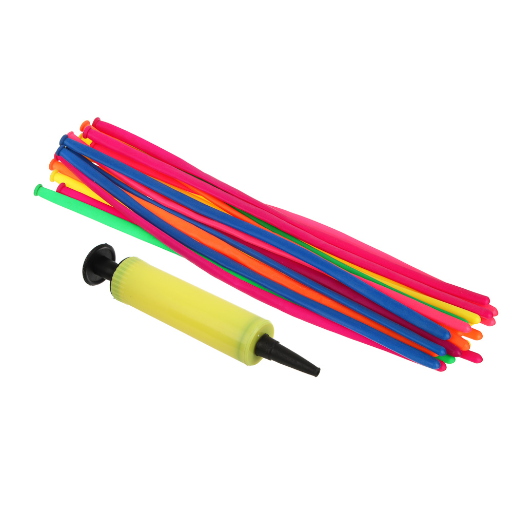 Набор воздушных шаров для моделирования тм Fntastic, насос, 20 шт, 30см, микс цветов неон - #6