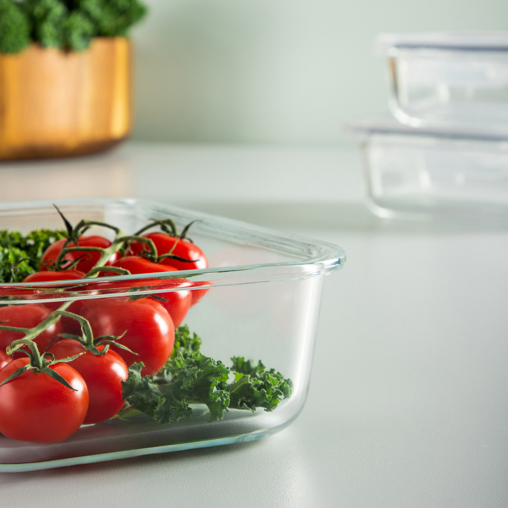 VETTA Набор контейнеров для продуктов на защелках 3пр, 370мл, 600мл, 1000мл, жаропрочное стекло - #15