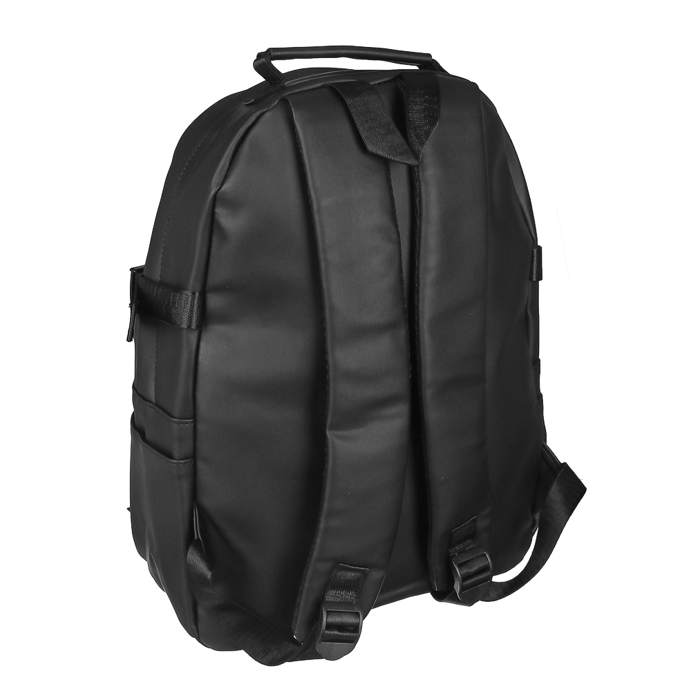 Рюкзак универсальный 43x30x13см, 1 отделение, 5 карманов, боковые утяжки, искусственная кожа, черный - #3