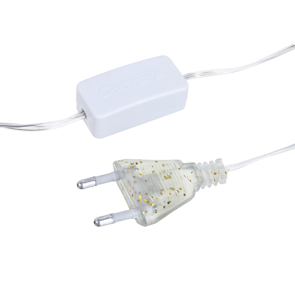 СНОУ БУМ Гирлянда эл. бахрома 96LED*шампань, 2х0,5м,16LED мерцание,16 нитей,ПВХ прозр,коннектор,220В - #4
