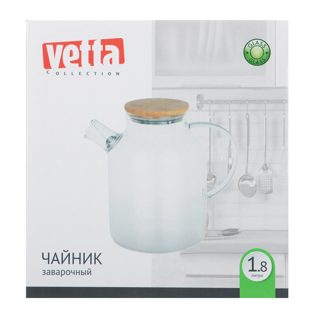Чайник заварочный тм VETTA Эко, стекло, бамбуковая крышка, 1800мл - #5