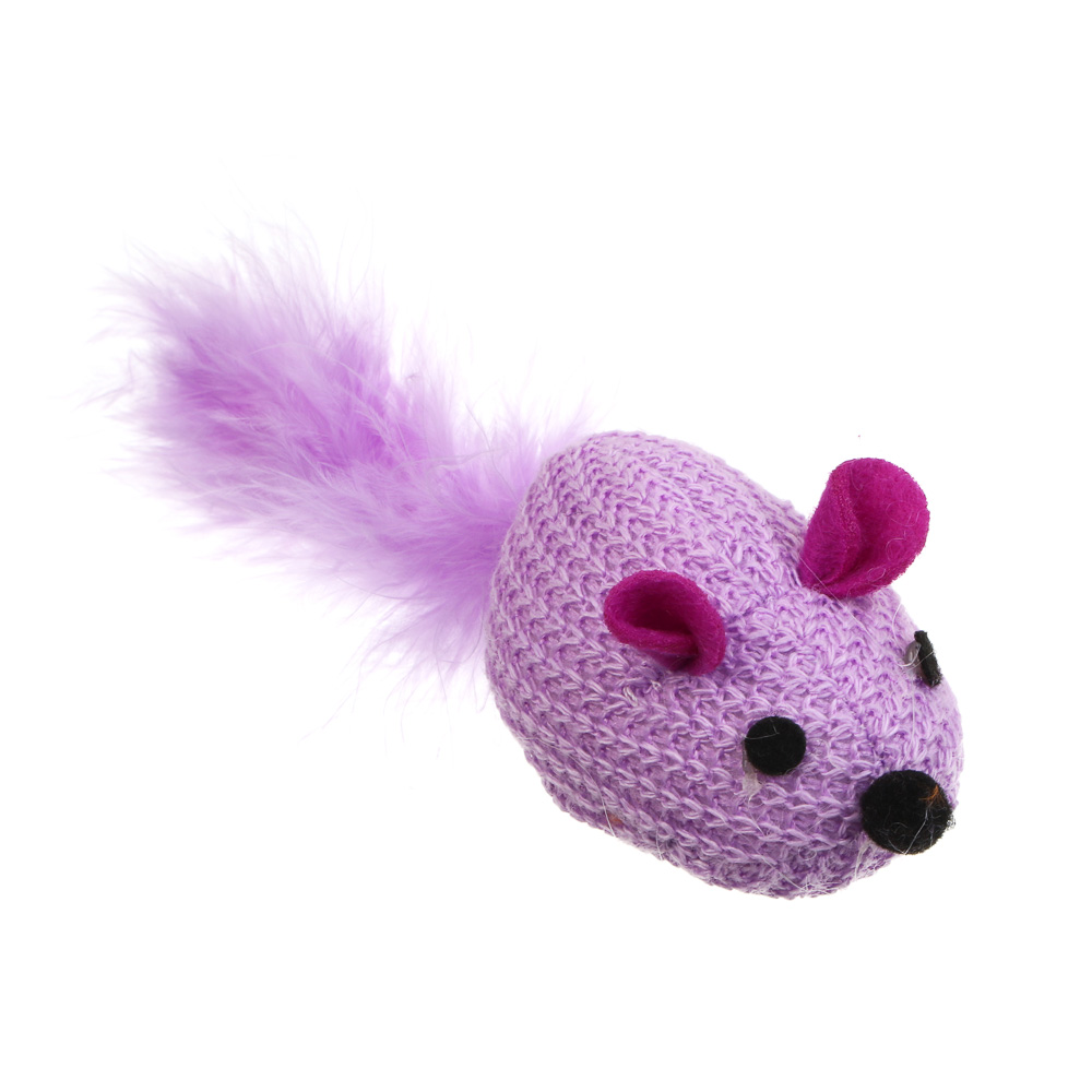 Набор игрушек для кошек, тм VETTA, мышки вязаные, п/э, перо, 14см, 2шт - #3