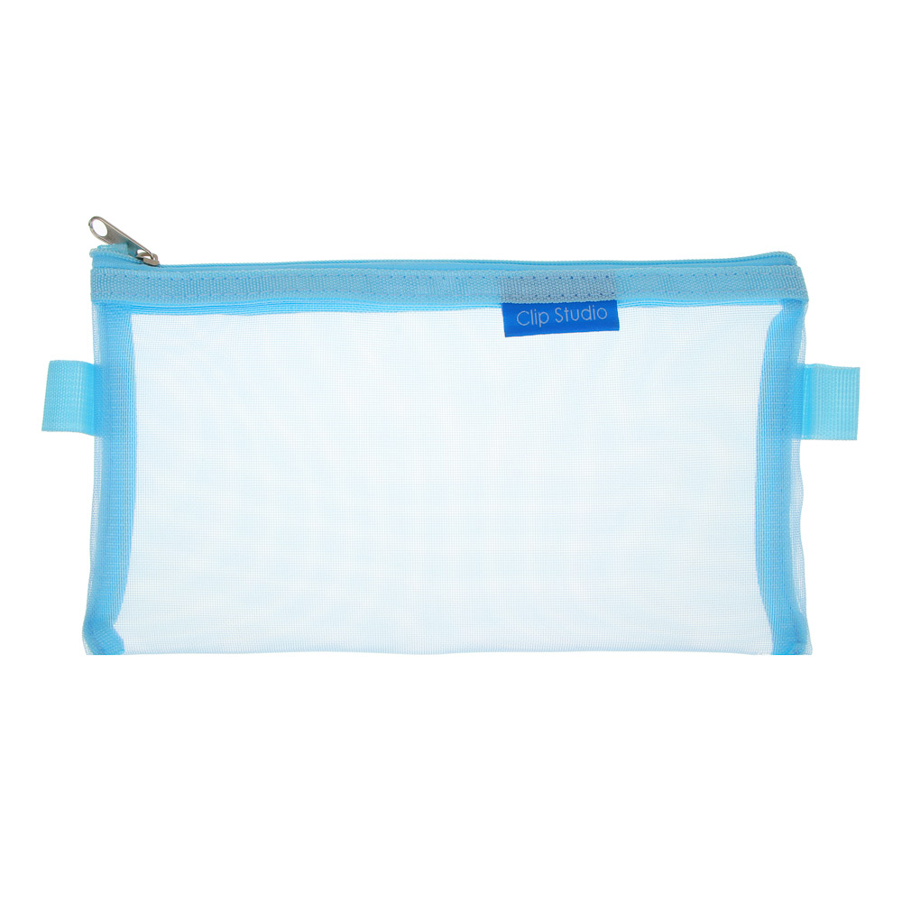 Пенал плоский, 20,5х12см, 1 отделение на молнии, полупрозрачная нейлоновая сетка, 4 цвета, пакет - #2