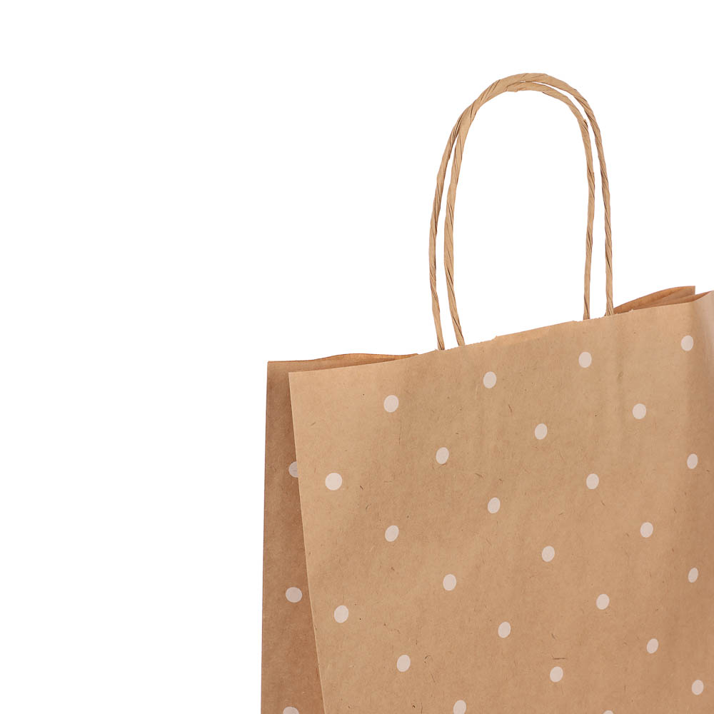 Пакет подарочный с кручеными ручками крафт 24x10,5x32 см, "Горошек" - #3