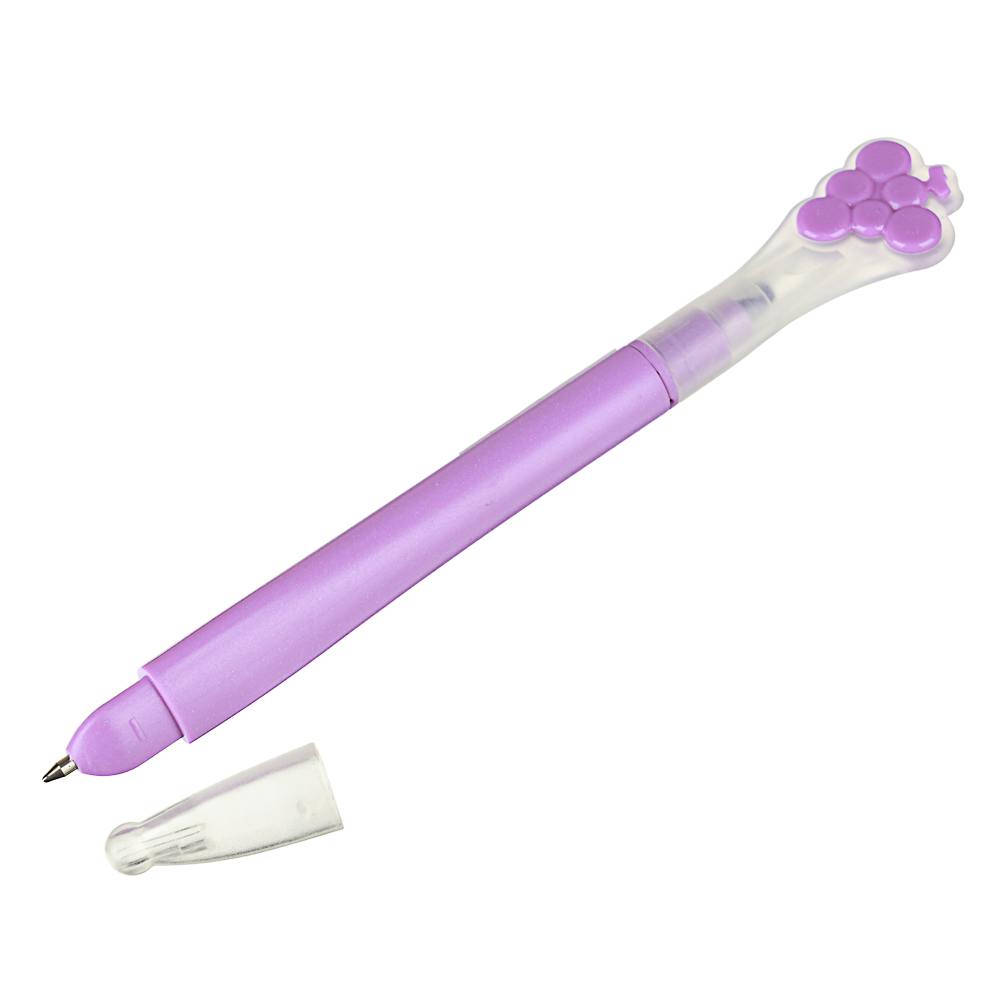 Ручка шариковая синяя с текстмаркером "Фрукты", 0,7мм, 15см, 4 цв. маркера - #2