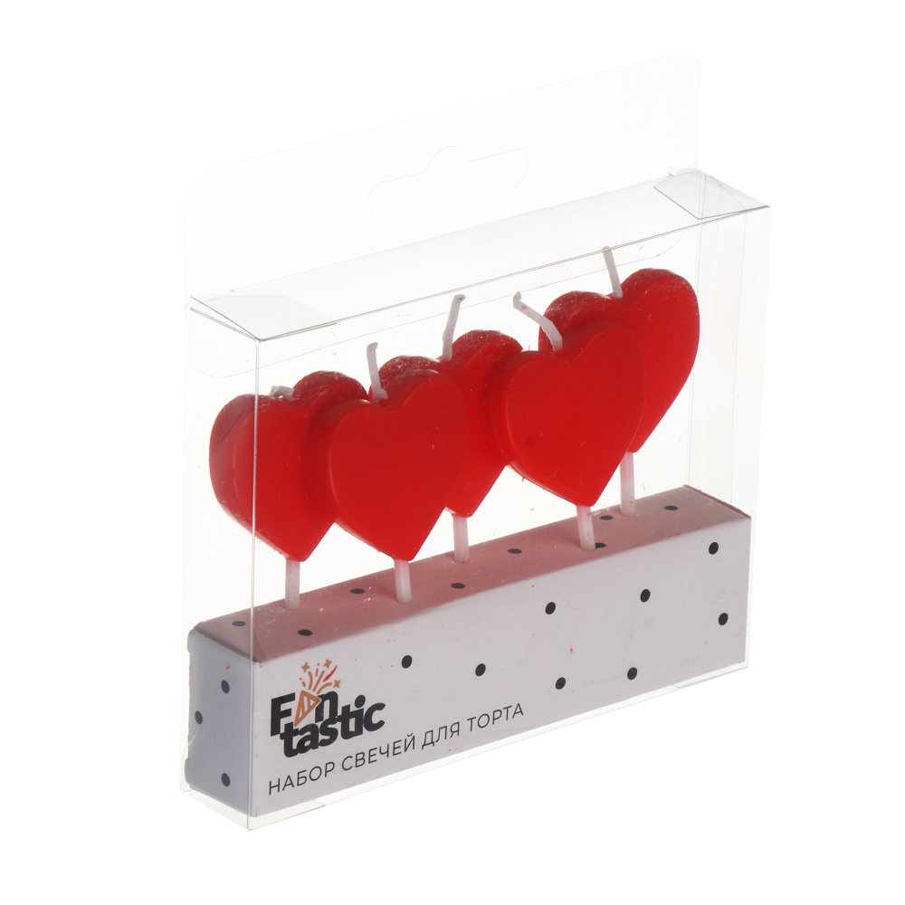 Набор свечей для торта тм Fntastic, 7x2,7 см, форма сердца, парафин - #5