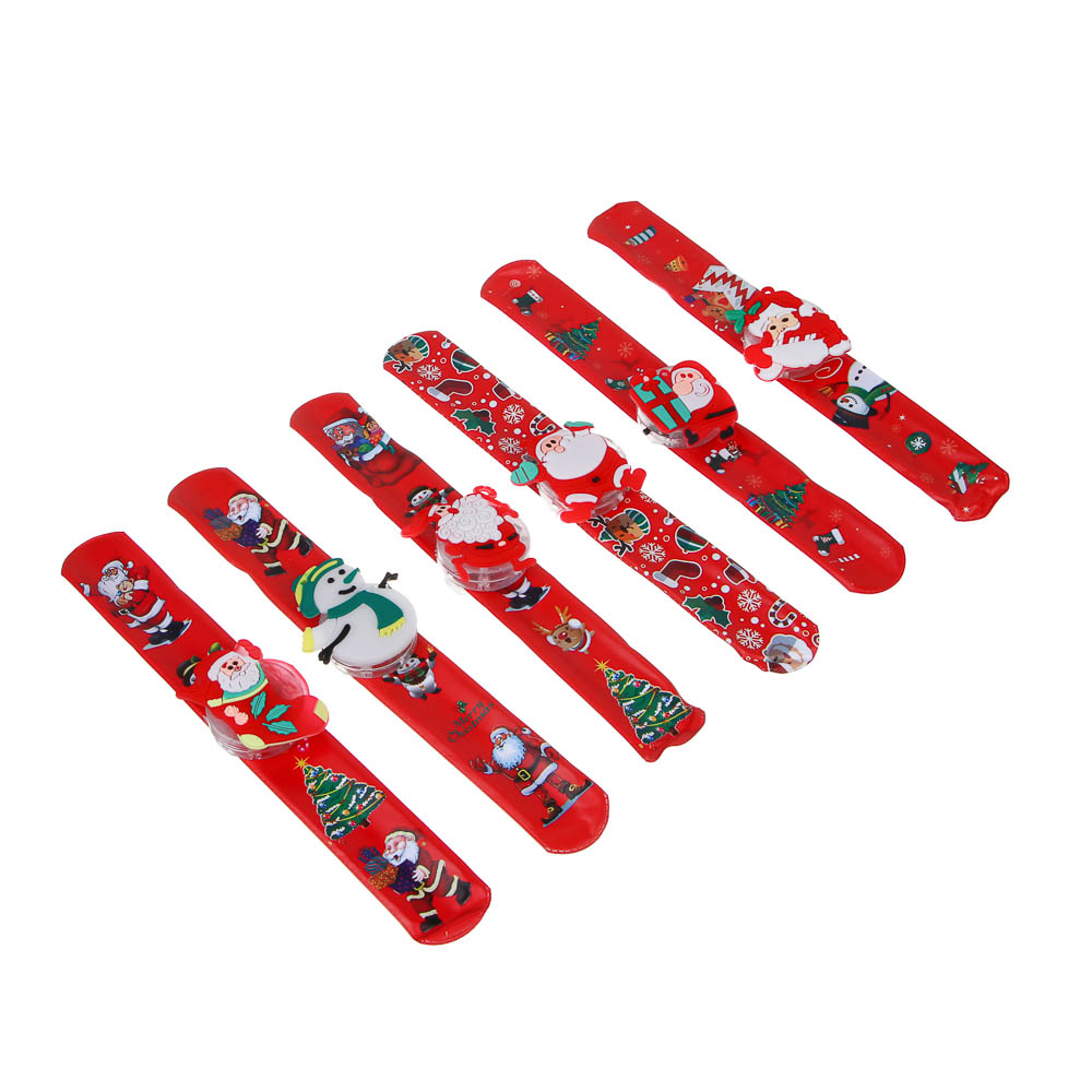 СНОУ БУМ Новогодний браслет клик-клак с подсветкой LED, 22см, пластик, 3хAG3, 1 режим, ассорт. диз. - #1