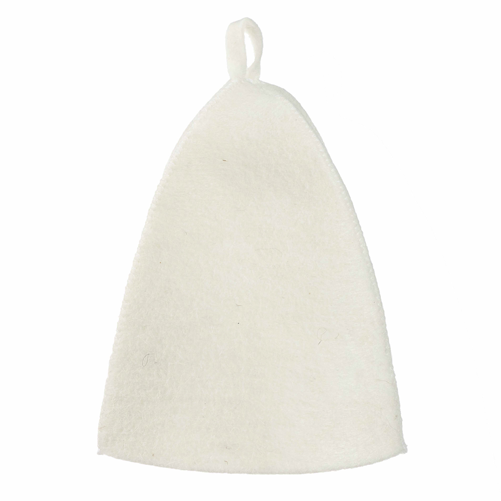 Набор банный ЭКОНОМ 2 предмета без вышивки (рукавица, шапка) в пакете, войлок белый/серый - #4