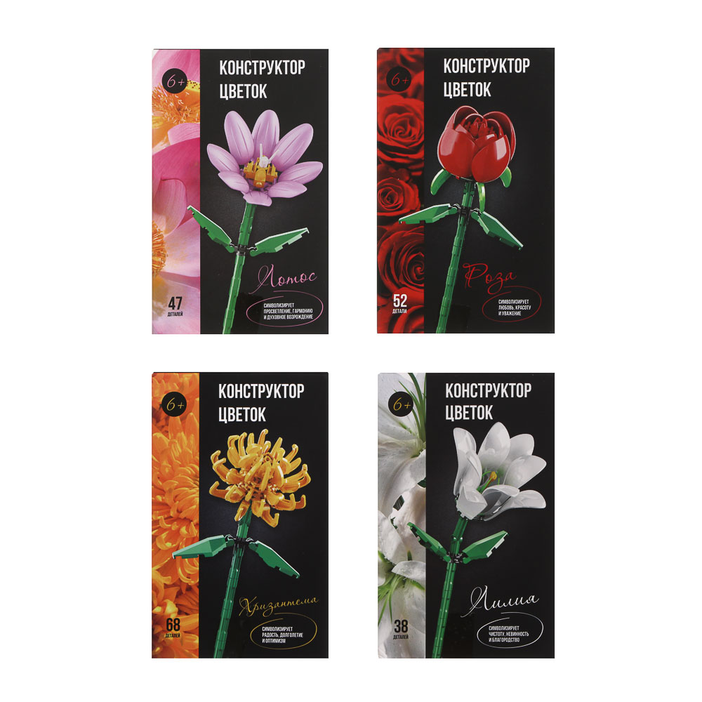 Конструктор в виде цветка, 38-68 дет., ABS, 8х3,5х13см, 4 вида - #2
