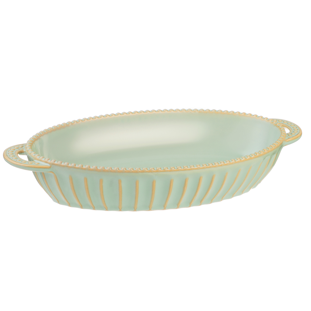 BY COLLECTION Форма для запекания и сервировки овал.с ручками, керамика, 33х16х5,5см, зел. - #1