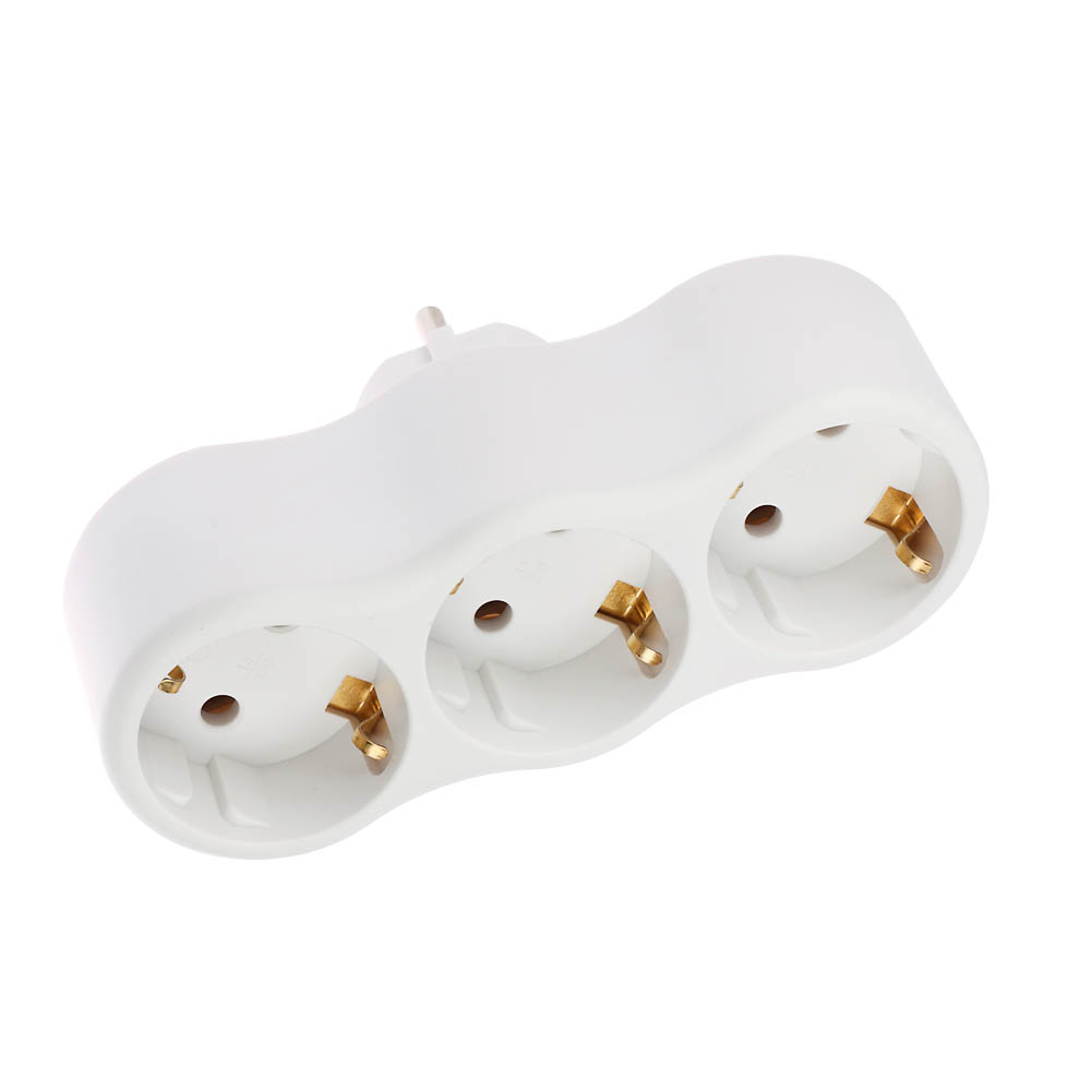 Разветвитель 3 гнезда Intro, евро, с заземлением, 16А, 250В, TR3e-W, белый - #1