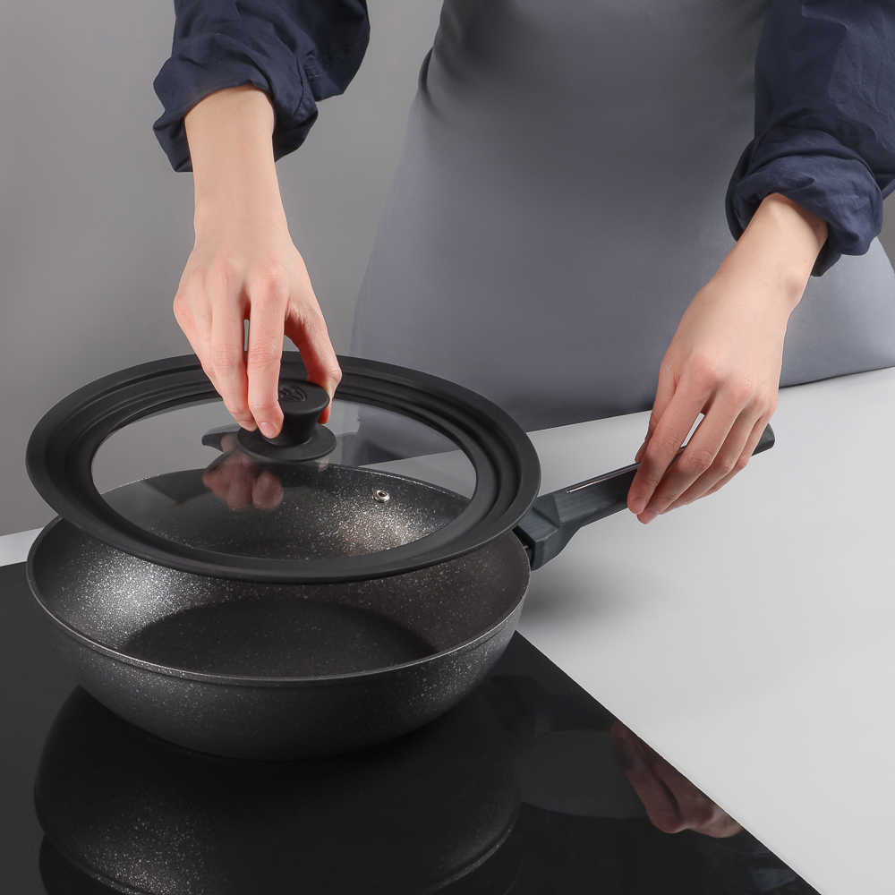 SATOSHI Крышка универсальная стекло/силикон с ручкой, 24-26-28см - #6