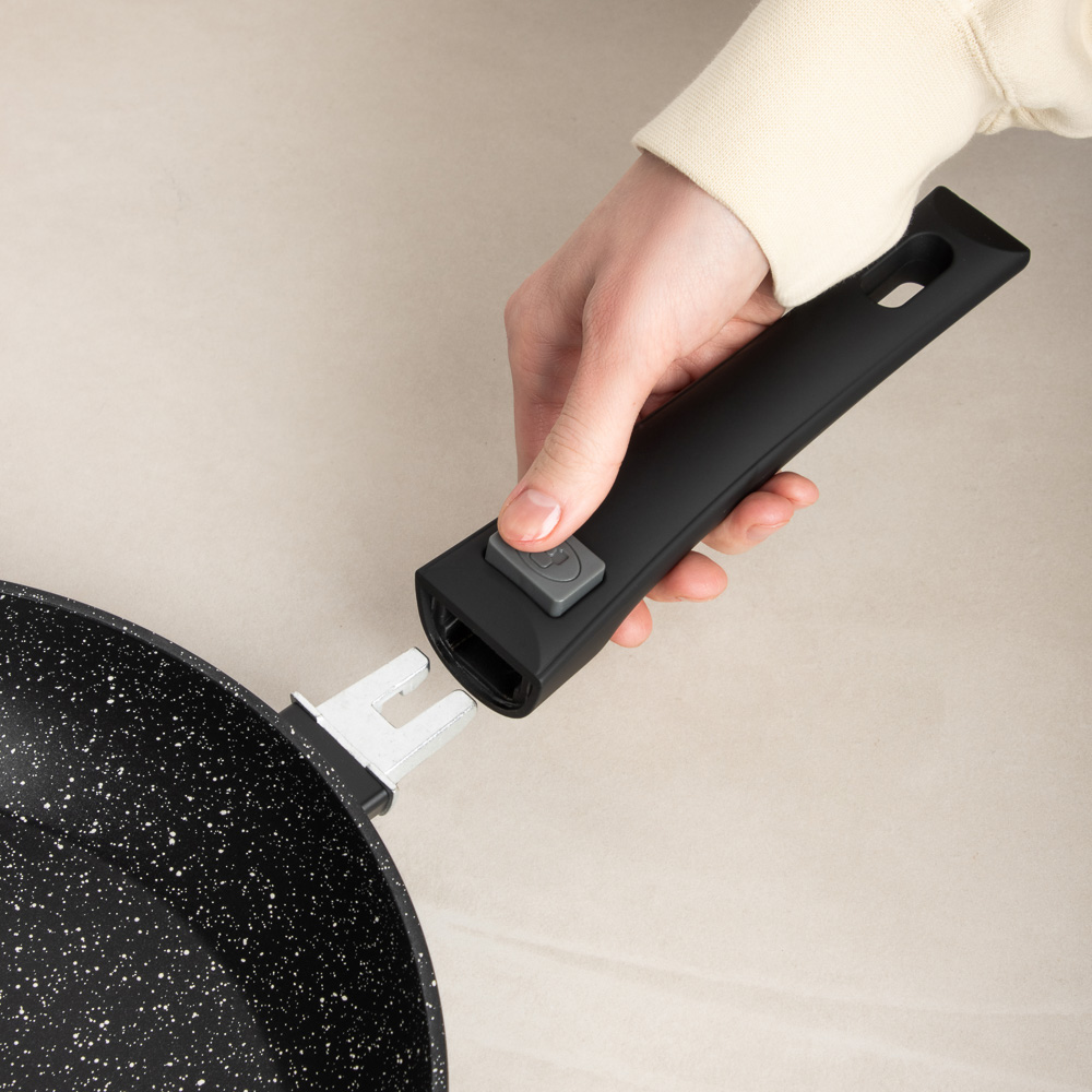 SATOSHI Оникс Сковорода литая d28см, антипригарное покрытие "мрамор", съемная ручка, индукция - #16