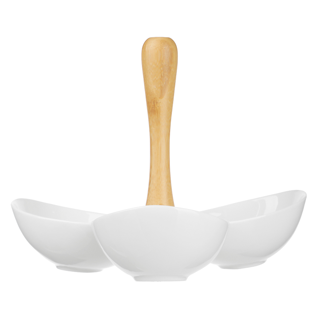 Менажница тм MILLIMI, 22,5х20.5х16см, фарфор, бамбук - #2