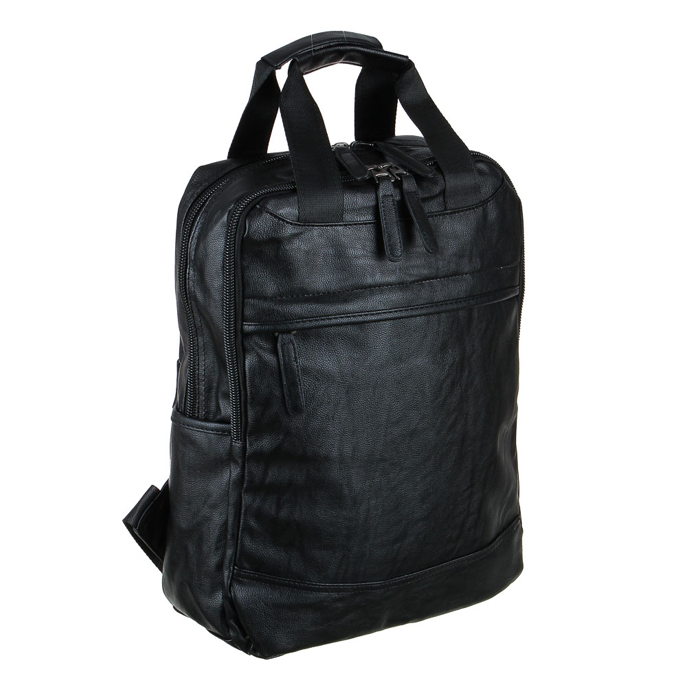 Рюкзак универсальный 41x30x13см, 2 отд., 3 карм., иск.кожа ПРЕМИУМ, сдвоенная ручка, черный - #2