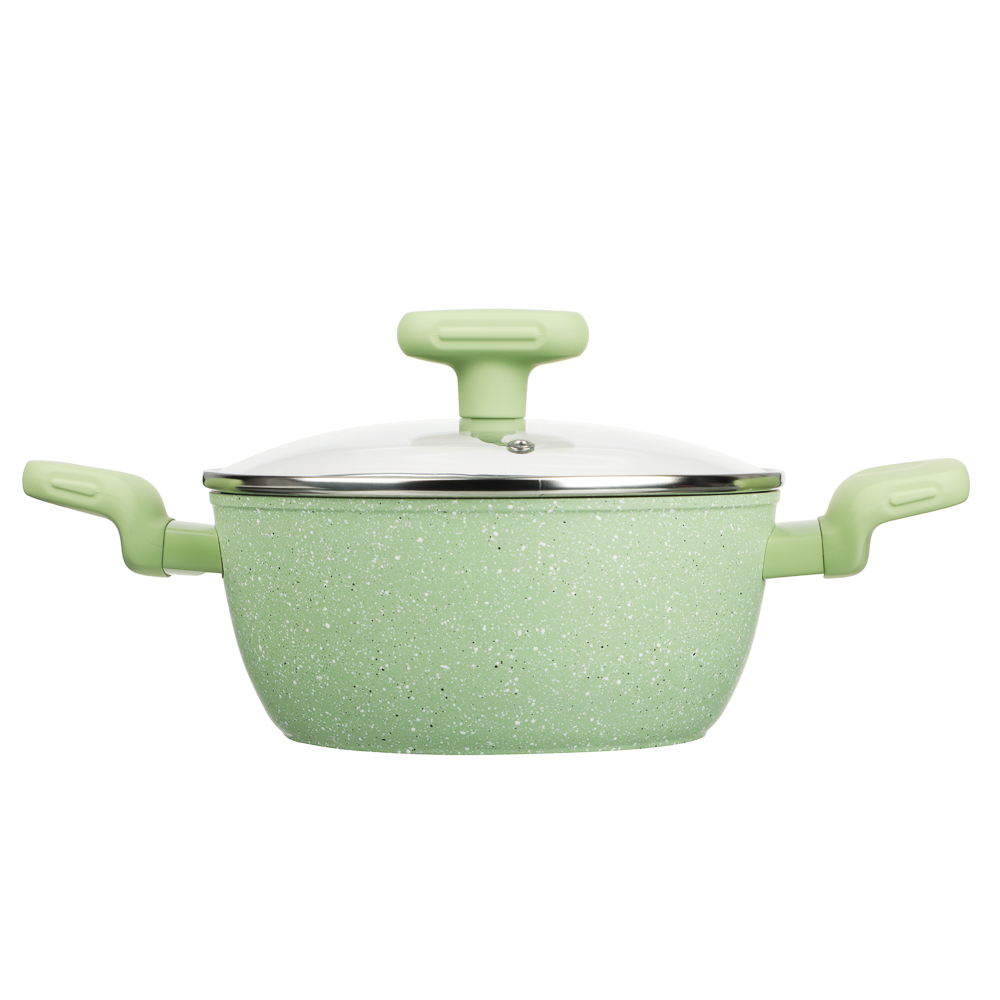 SATOSHI Эмери Набор 4 пр., сотейник 28см, кастрюля+крышка 20см, а/п покр, индукц, бамб. лоп., 3 цв. - #10