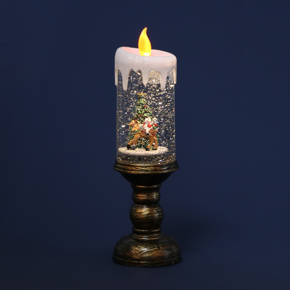 СНОУ БУМ Светильник декор. LED в виде свечи со снегом, 8х8х27см, PC, ABS, вода,3хAAA/USB,2реж.,3диз. - #6