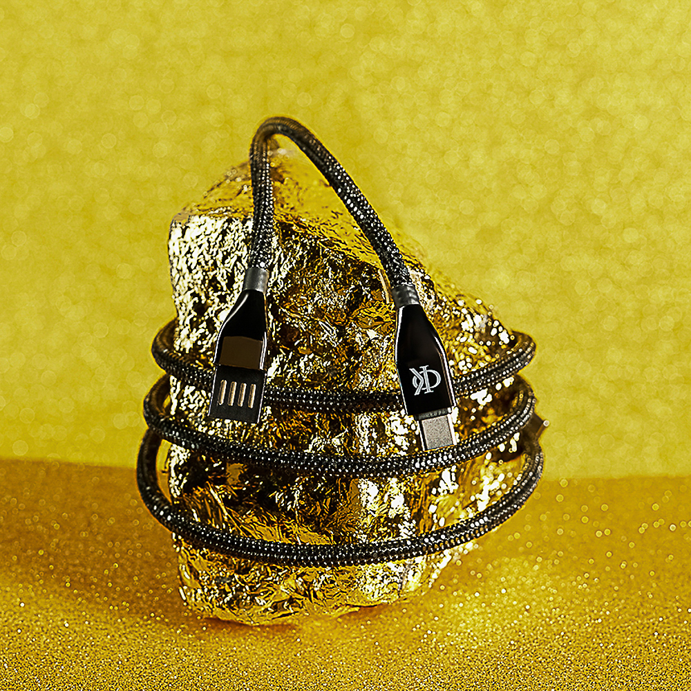 BY Ф.Киркоров Кабель для зарядки КРИСТАЛЛЫ iP, 1м, Быстрая зарядка 2.4А, 12W, черный - #6