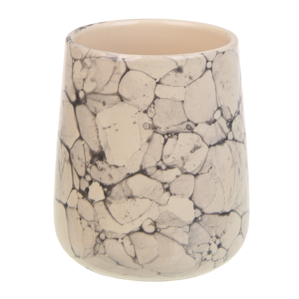 VETTA Стакан для ванной комнаты, 400 мл, 10,5x9x9 см, керамика, "Космос", мрамор молочный - #1