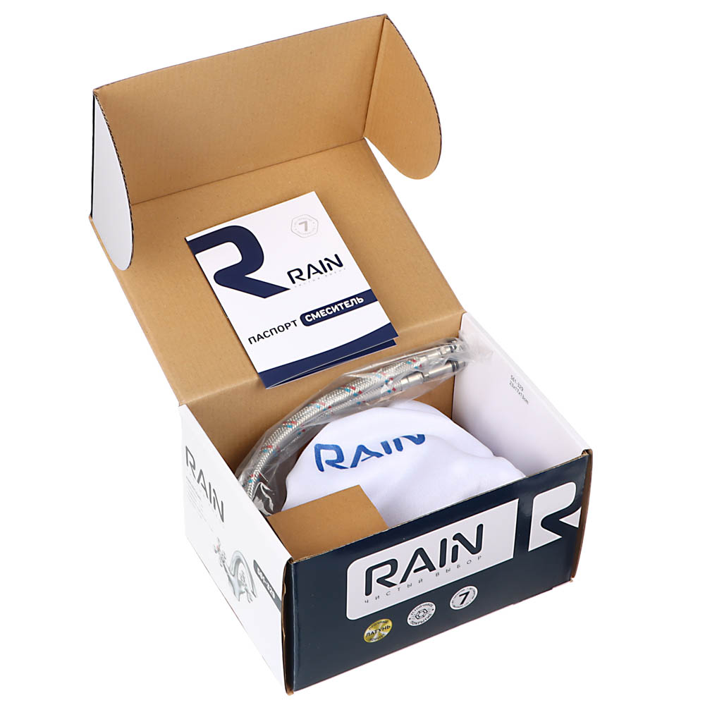 RAIN Смеситель для раковины Нефрит, керам. кран-буксы 1/2, латунь, хром - #7