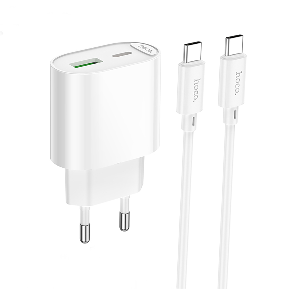 Комплект СЗУ hoco. модель C109A, PD20Вт+QC3.0, каб. C-C, белый - #1