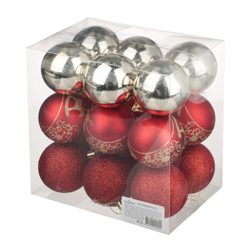 СНОУ БУМ Набор шаров 6 см, 18 шт, пластик, глиттер, 26-101 - #5