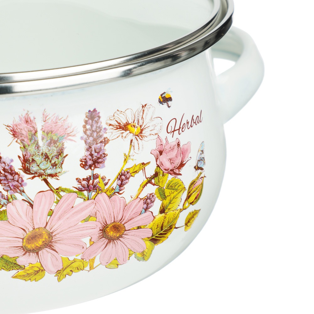 Набор мини-кастрюли 2шт.+салатник 1шт., с крышками, 6 пр (14/16/+14см, 0,7/1,1+0,7л) "Ботаника" - #2