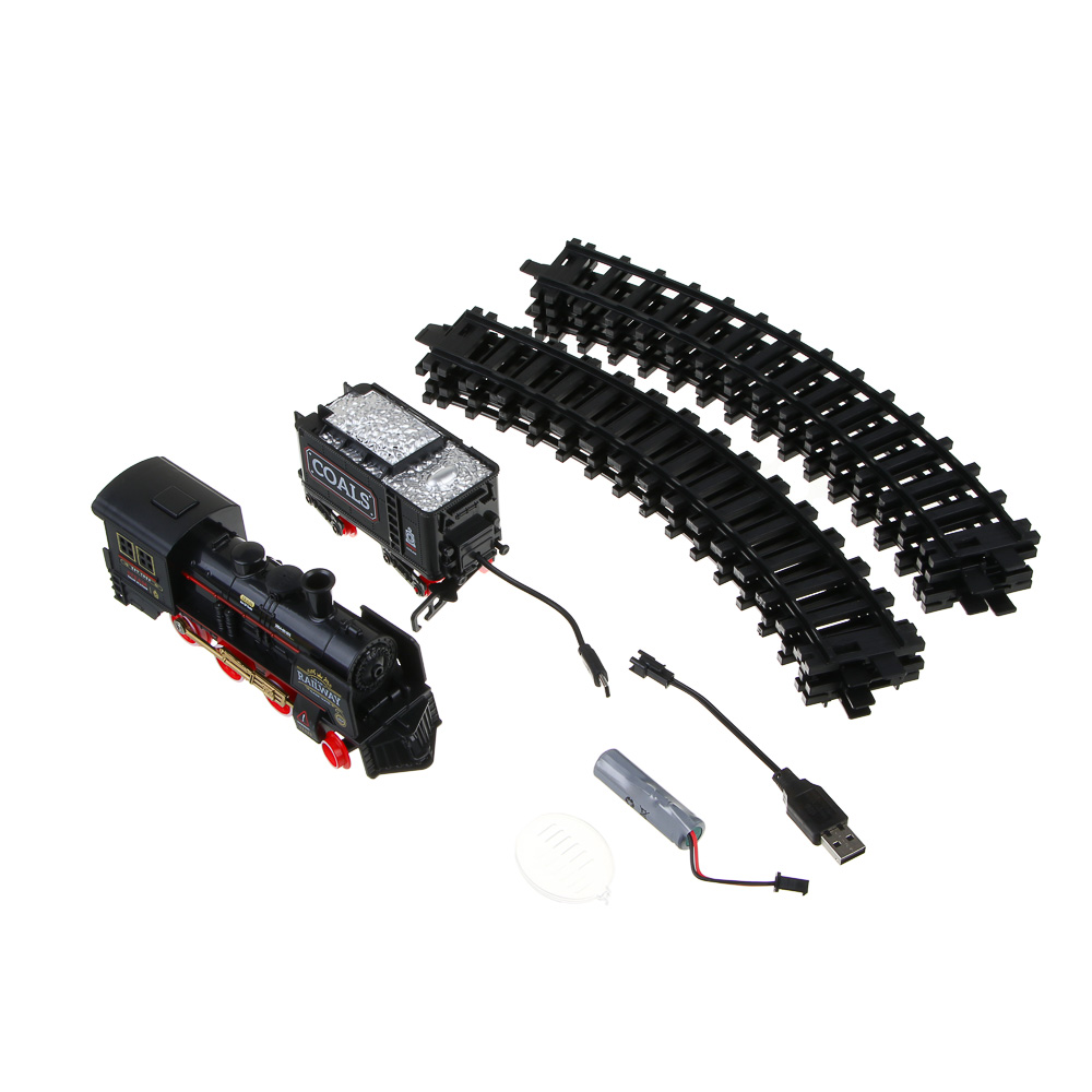 ИГРОЛЕНД Электрическая железная дорога, свет, звук, пар, АКБ, USB, ABS, PP, 36,5х5,5х26,5 см - #4