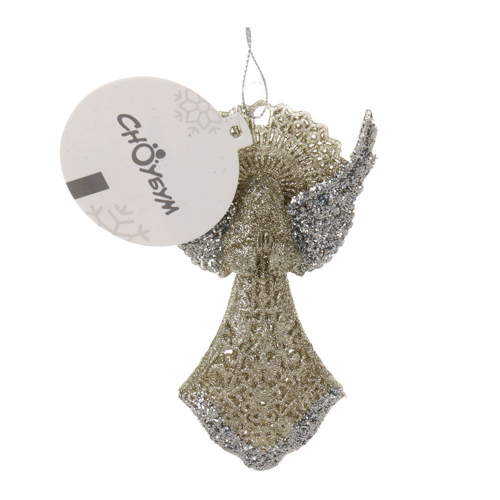 СНОУ БУМ Подвеска декоративная "Ангел" 13 см, пластик, глиттер, золото - #5