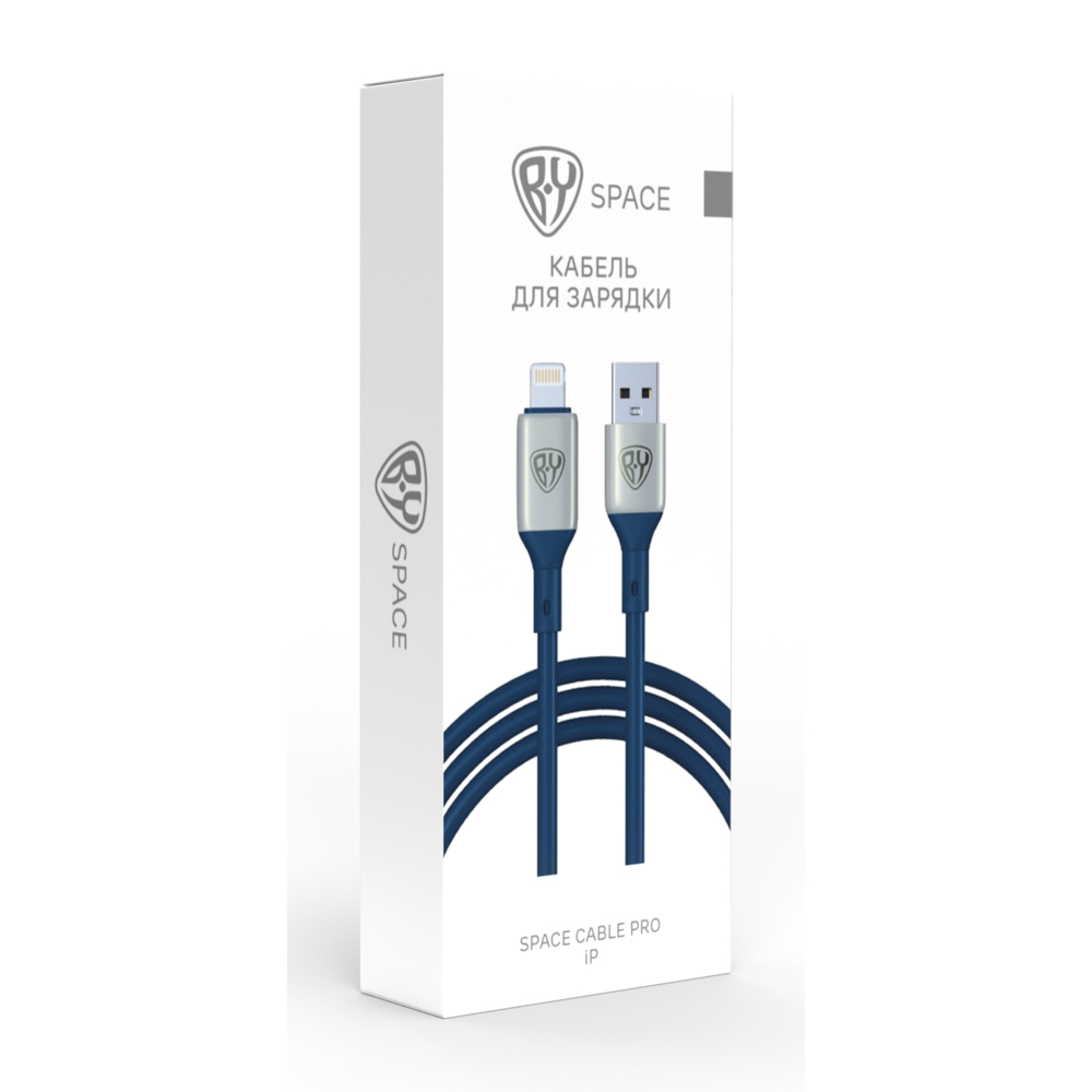 BY Кабель для зарядки Space Cable Pro iP, 2.4А, 1м, Быстрая зарядка, штекер металл, синий - #2