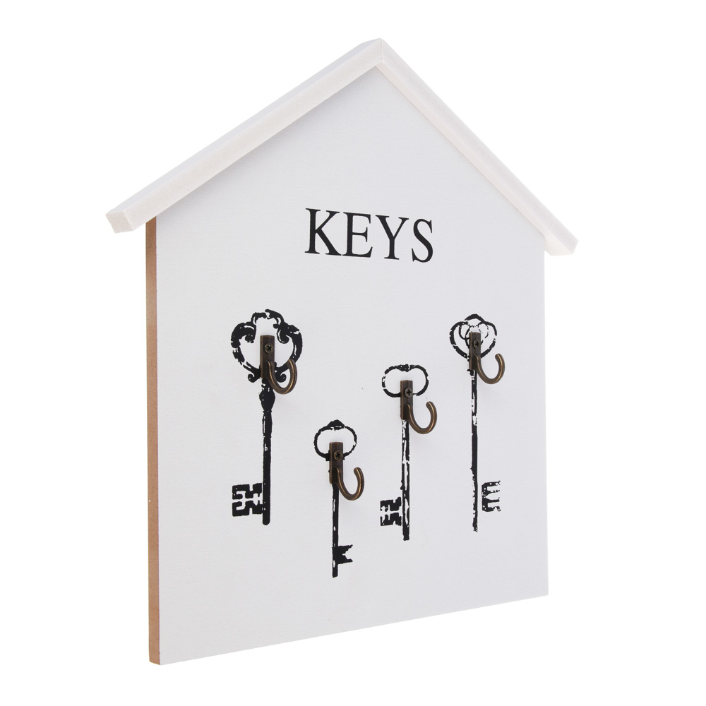 Ключница открытого типа KEYS на 4 крючка, 27х27х3 см, МДФ, металл - #2