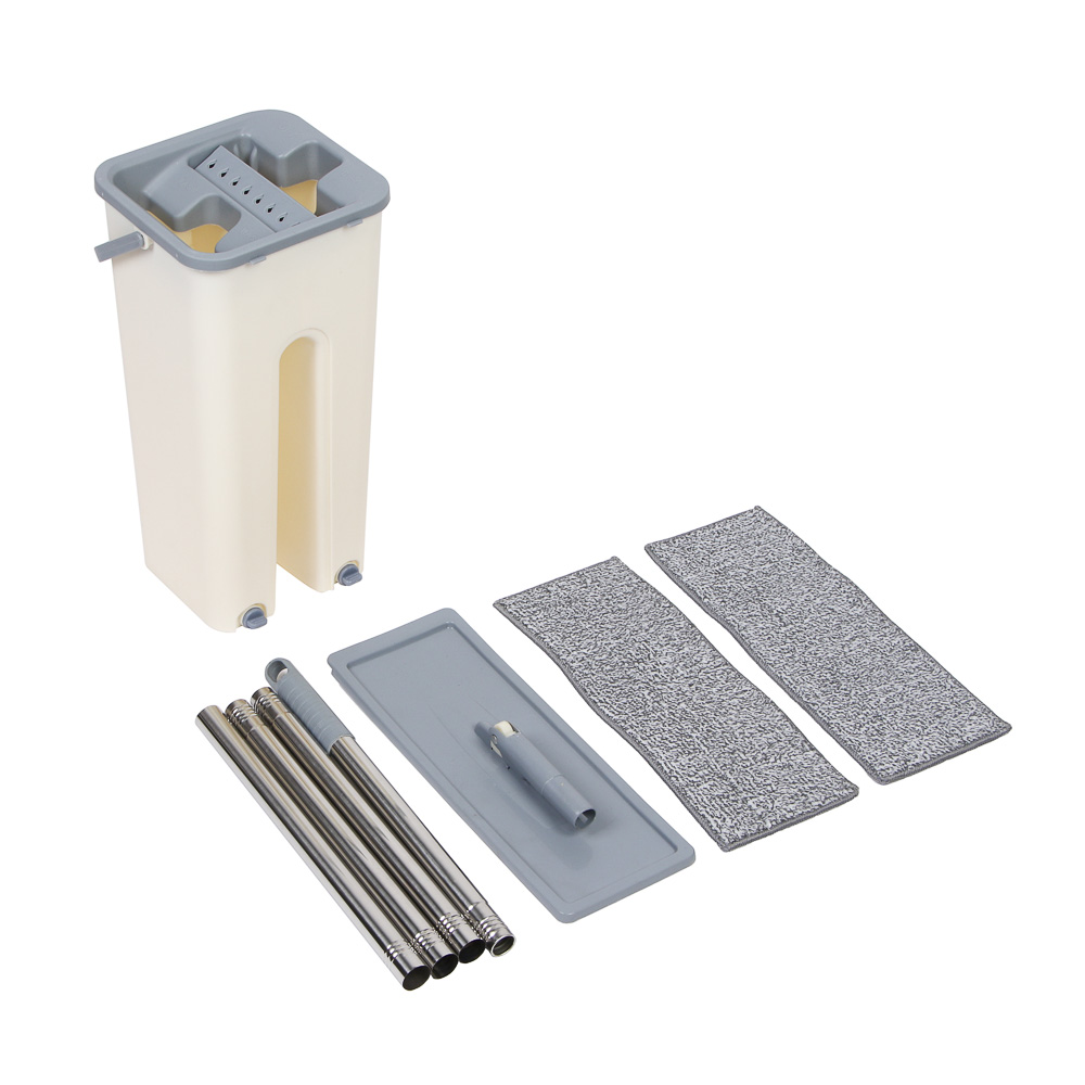 VETTA Набор для уборки: швабра, ведро с механизмом отжима, 2 насадки, микрофибра - #3