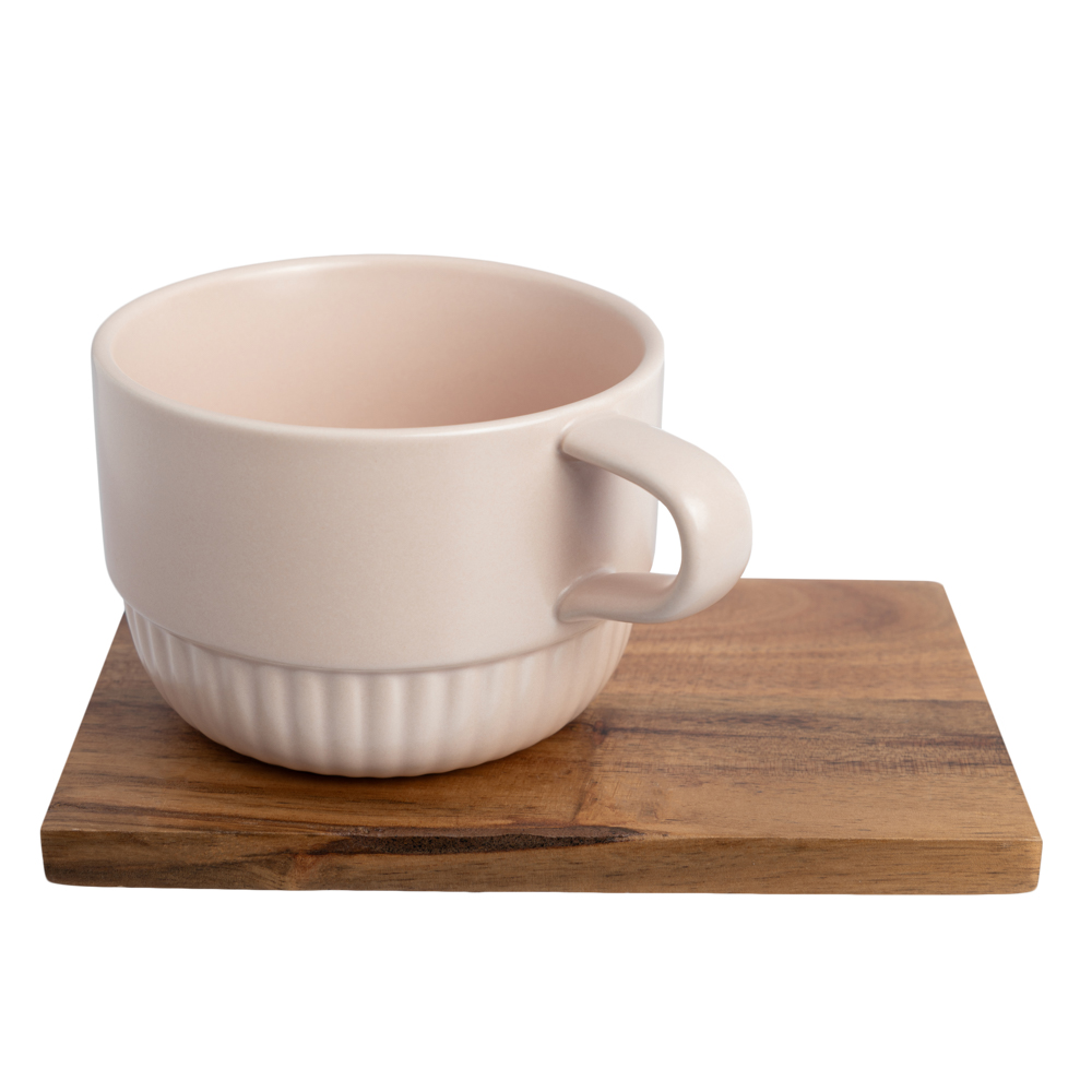 FLOMIK Чайная пара 250мл, 15х9,5х1см, фарфор, акация, розовый - #2